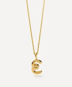 Missoma Necklaces^18ct Gold-Plated Vermeil Silver Curly Molten Mini E Initial Pendant Necklace
