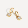 Missoma Earrings^18ct Gold-Plated Vermeil Silver Mini Pyramid Charm Drop Hoop Earrings