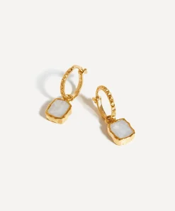 Missoma Earrings^18ct Gold-Plated Vermeil Silver Mini Pyramid Charm Drop Hoop Earrings