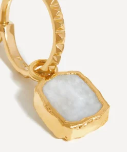 Missoma Earrings^18ct Gold-Plated Vermeil Silver Mini Pyramid Charm Drop Hoop Earrings