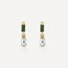 Laura Vann Earrings^18ct Gold-Plated Vermeil Silver Column Emerald Cut Drop Earrings