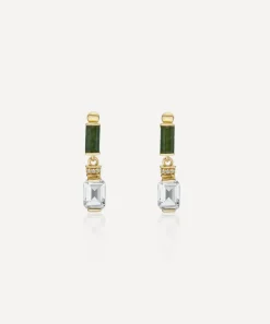 Laura Vann Earrings^18ct Gold-Plated Vermeil Silver Column Emerald Cut Drop Earrings