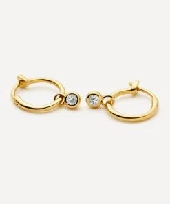 Missoma Earrings^18ct Gold-Plated Vermeil Silver Tennis Charm Mini Drop Hoop Earrings