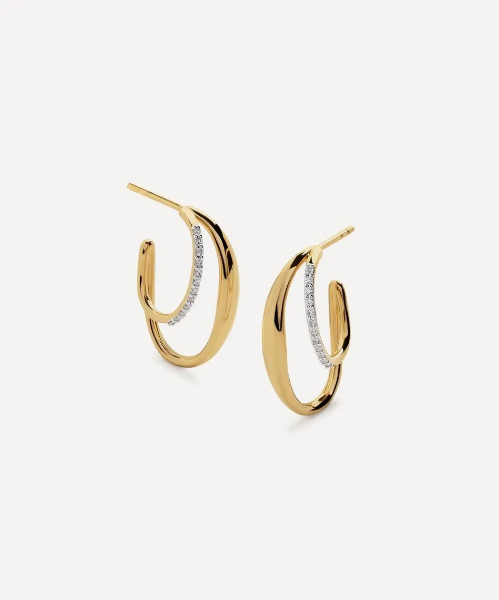 Monica Vinader Earrings^18ct Gold-Plated Vermeil Silver Nura Wrap Medium Hoop Earrings
