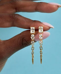 Dinny Hall Earrings^22ct Gold-Plated Vermeil Silver Gem-Set Column Drop Earrings