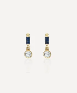 Laura Vann Earrings^18ct Gold-Plated Vermeil Silver Column Lapis Drop Earrings