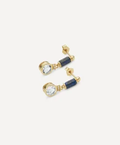 Laura Vann Earrings^18ct Gold-Plated Vermeil Silver Column Lapis Drop Earrings
