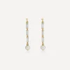 Laura Vann Earrings^18ct Gold-Plated Vermeil Silver Column Longline Pearl Drop Earrings