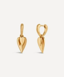 Dinny Hall Earrings^22ct Gold-Plated Vermeil Silver Folded Heart Duo Drop Earrings