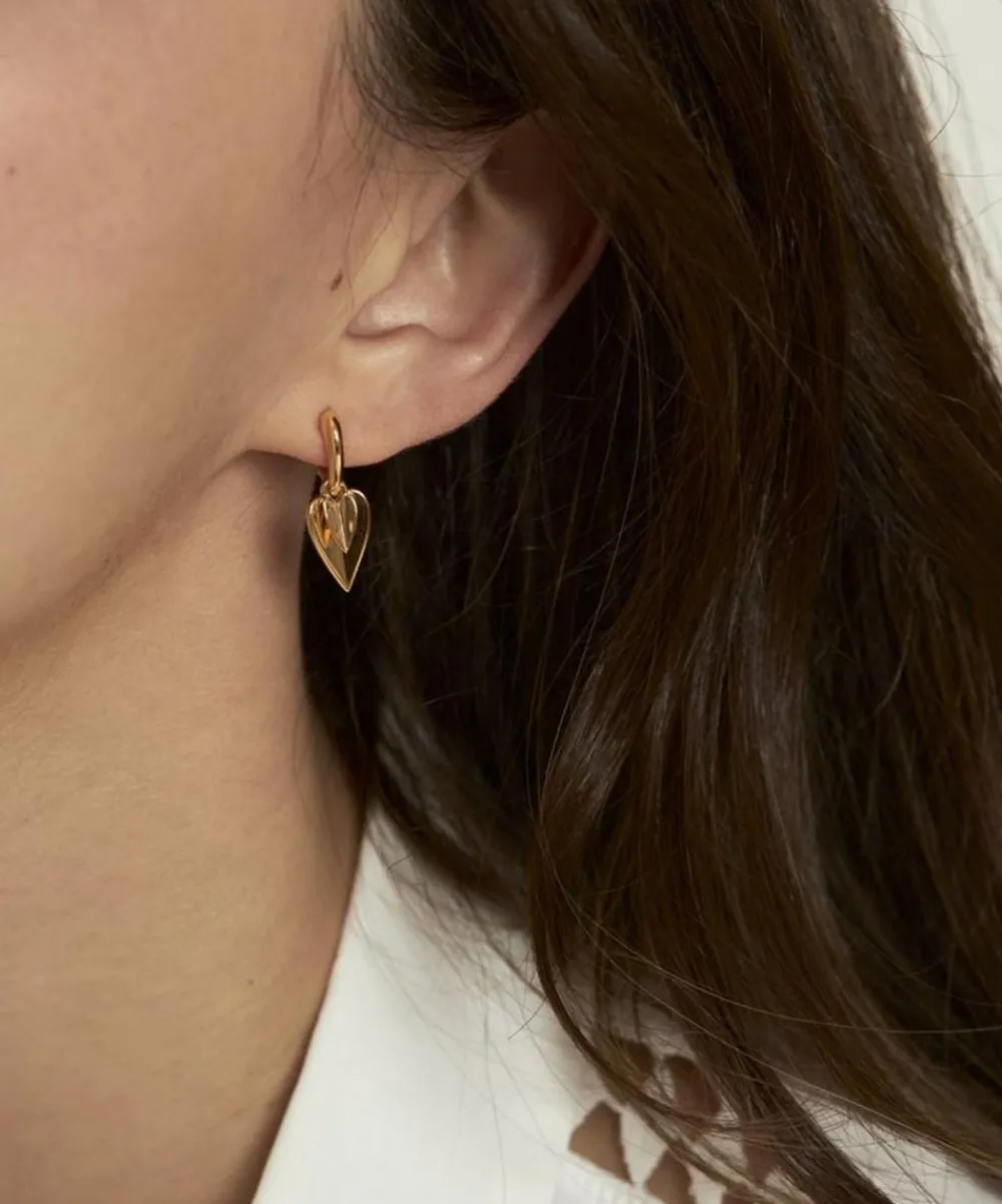 Dinny Hall Earrings^22ct Gold-Plated Vermeil Silver Folded Heart Duo Drop Earrings