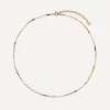 Bon Bon Jewellery Club Necklaces^14ct Gold-Plated Vermeil Silver Watermelon Tourmaline Skinny Bead Necklace