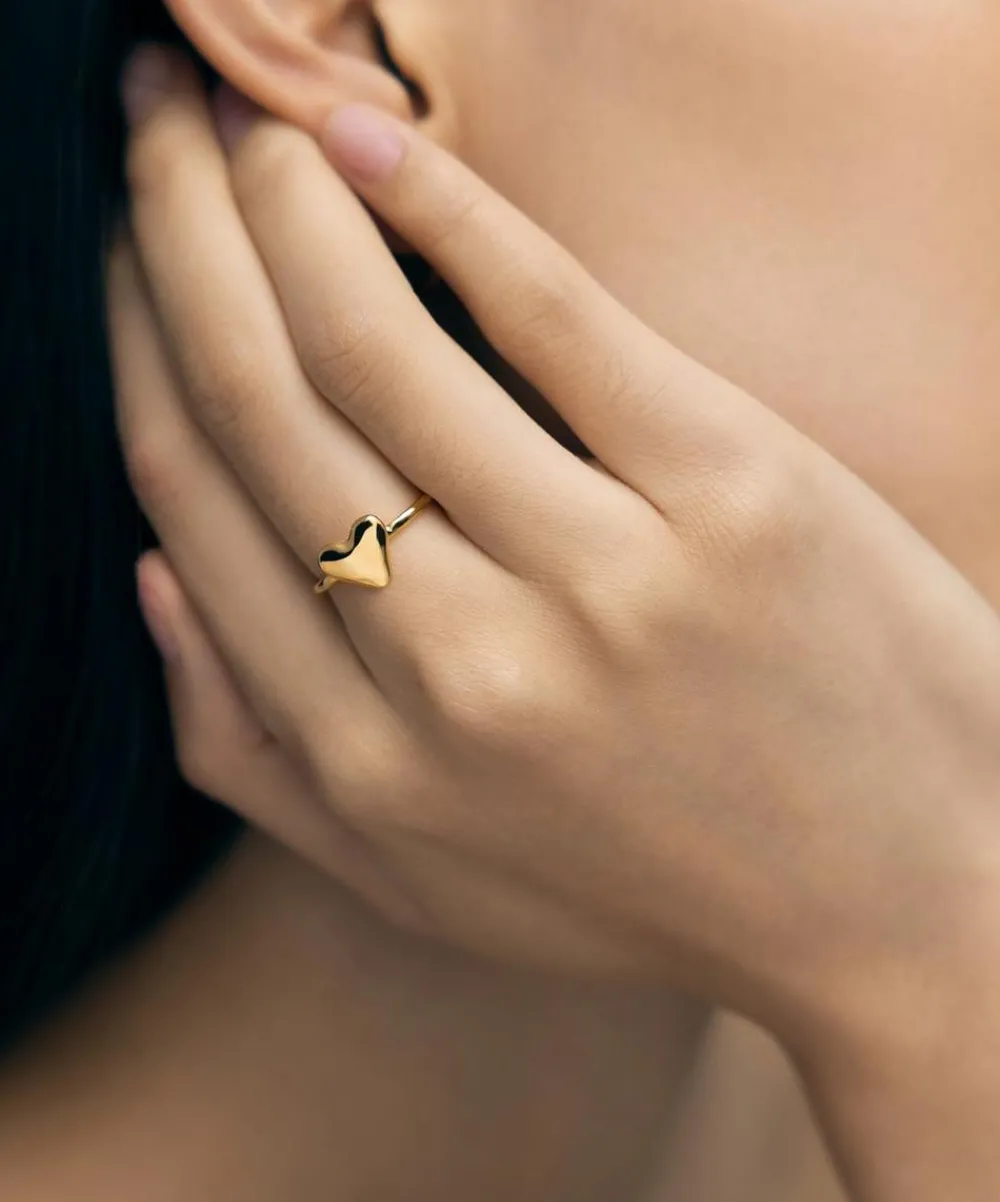 Monica Vinader Rings^18ct Gold-Plated Vermeil Silver Heart Stacking Ring