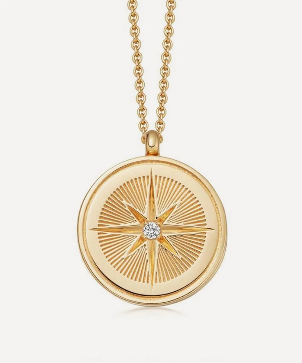 Astley Clarke Necklaces^18ct Gold-Plated Vermeil Silver Celestial Compass Locket Necklace