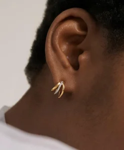 Monica Vinader Earrings^18ct Gold-Plated Vermeil Silver Riva Diamond Triple Wave Hoop Earrings