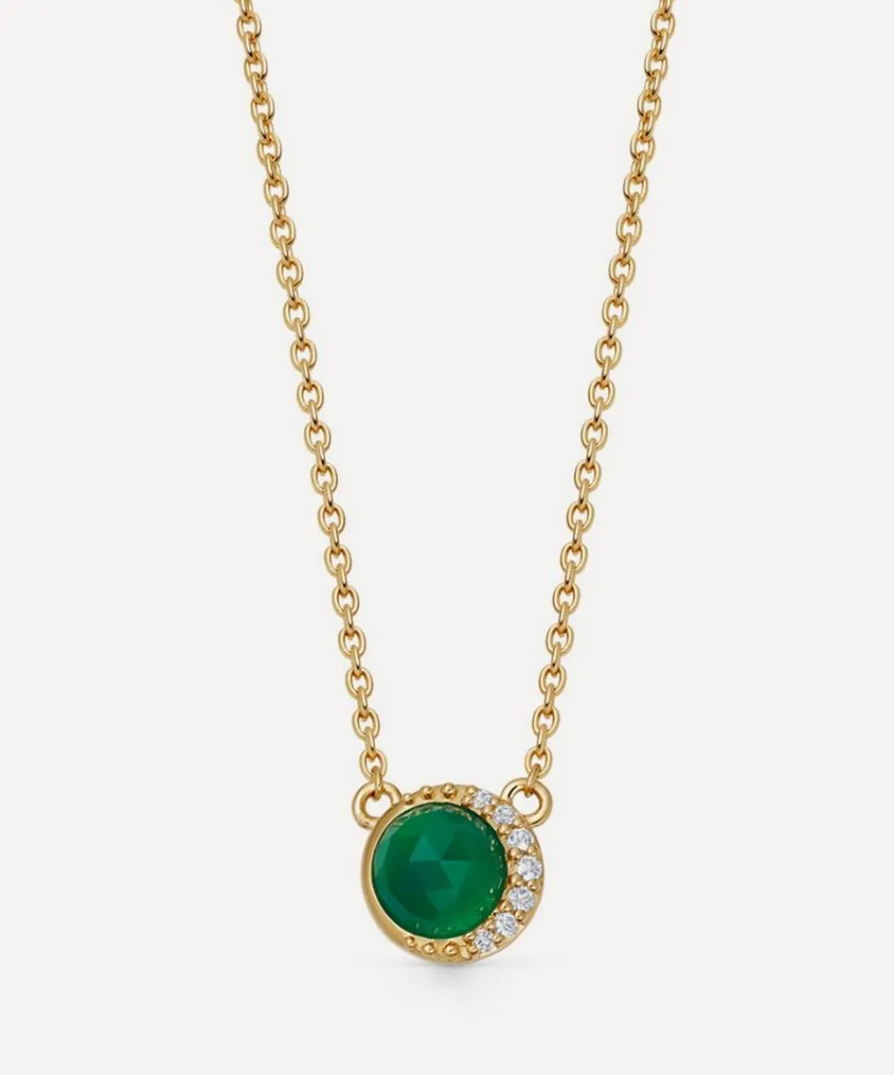 Astley Clarke Necklaces^18ct Gold-Plated Vermeil Silver Luna Green Chalcedony Pendant Necklace