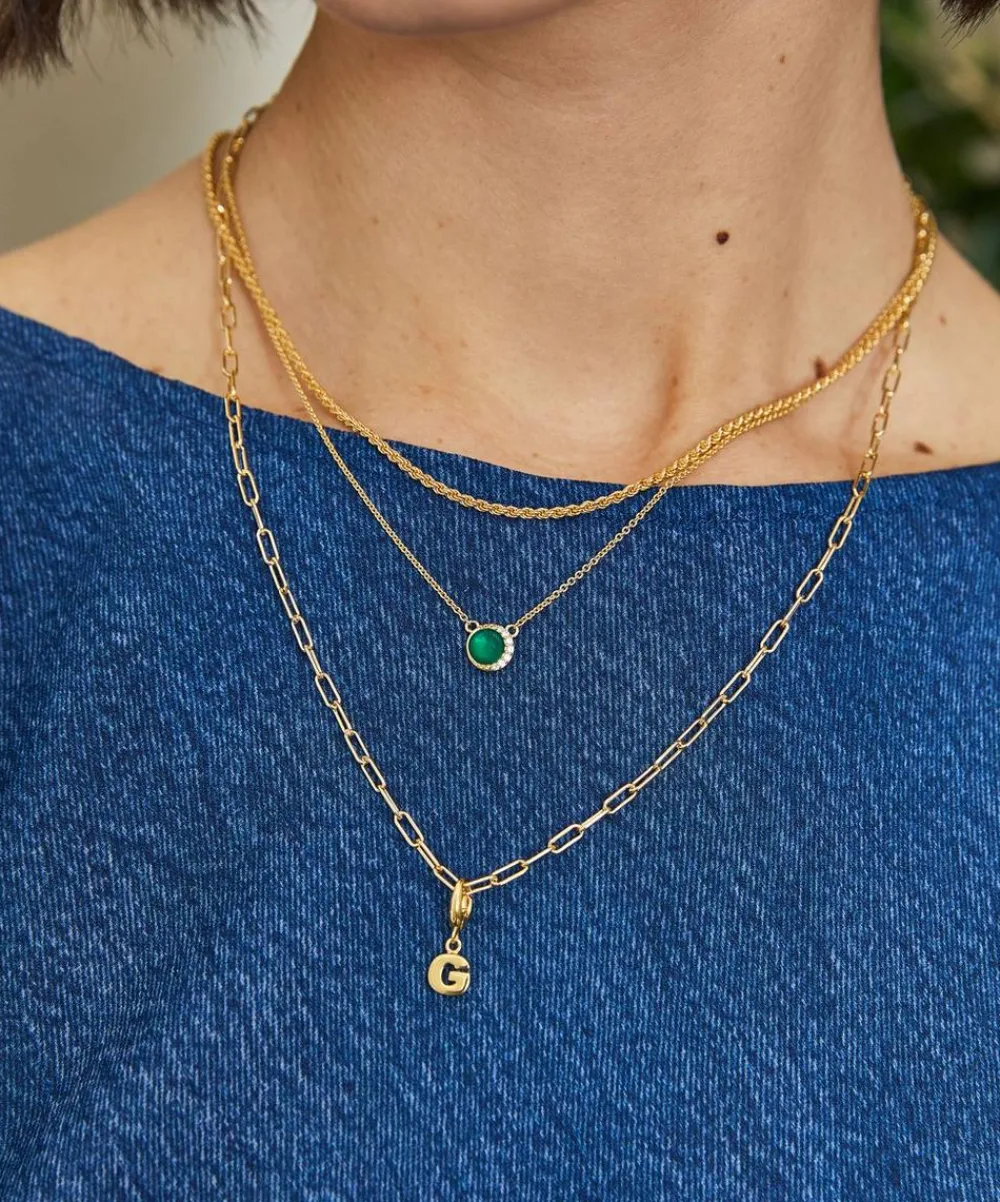 Astley Clarke Necklaces^18ct Gold-Plated Vermeil Silver Luna Green Chalcedony Pendant Necklace