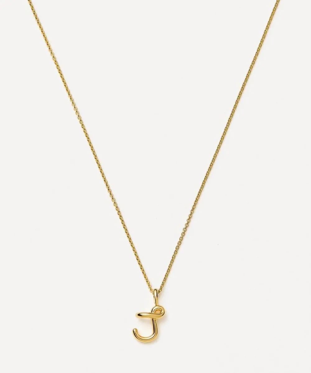 Missoma Necklaces^18ct Gold-Plated Vermeil Silver Curly Molten Mini J Initial Pendant Necklace