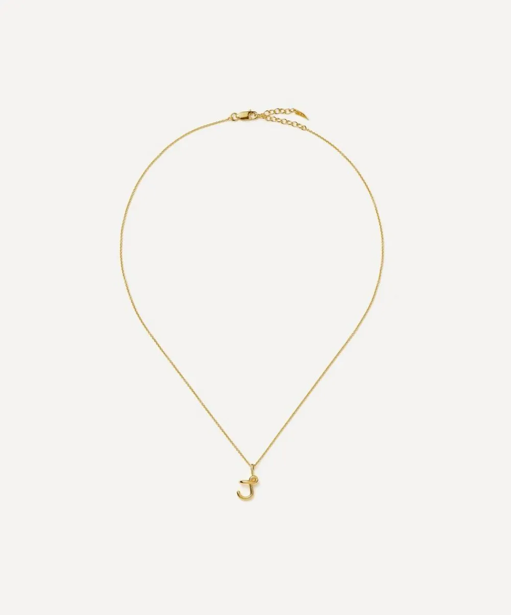 Missoma Necklaces^18ct Gold-Plated Vermeil Silver Curly Molten Mini J Initial Pendant Necklace
