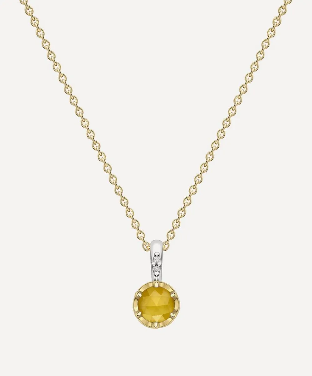 Dinny Hall Necklaces^22ct Gold-Plated Vermeil Silver November Lemon Quartz Birthstone Pendant Necklace