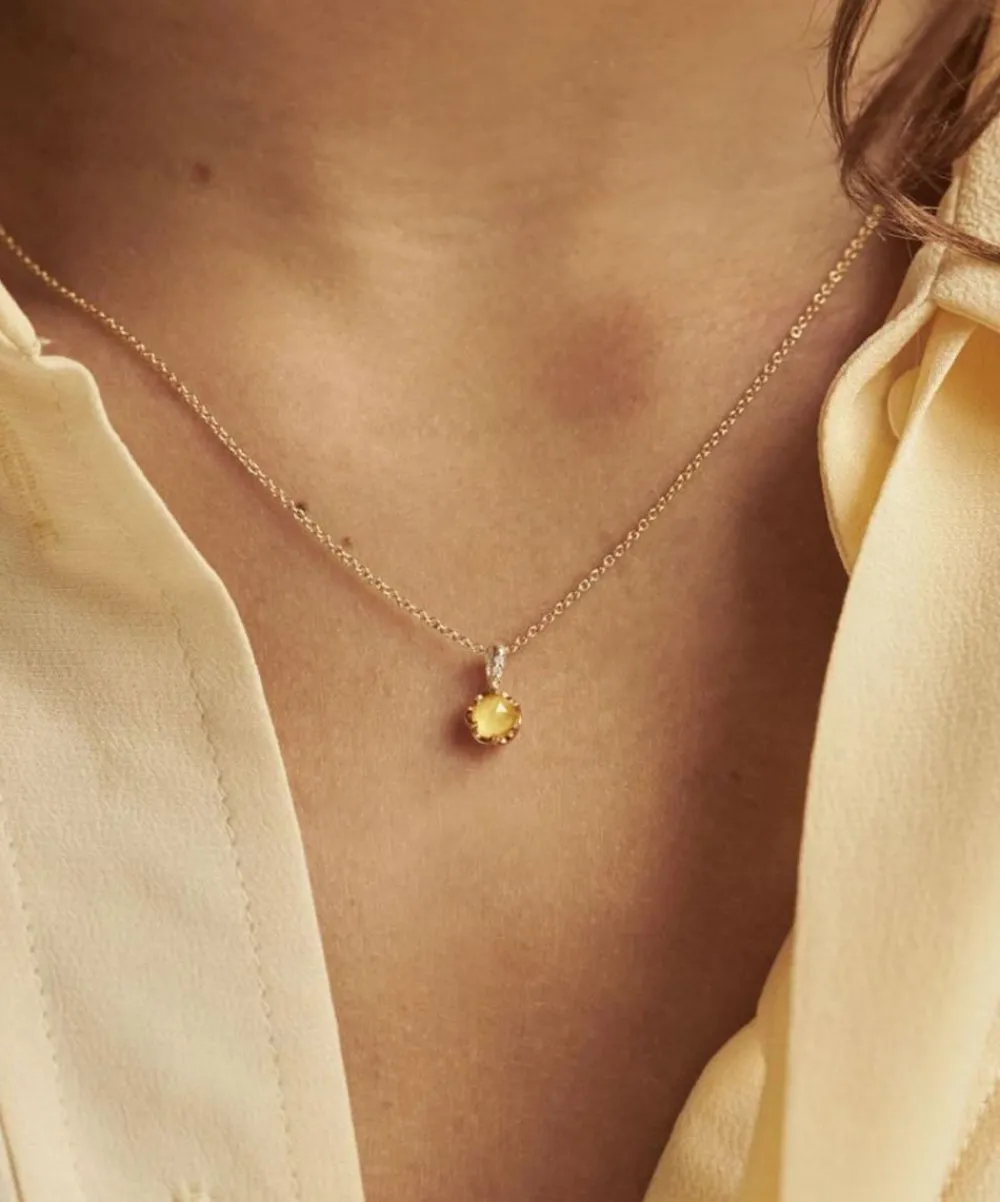 Dinny Hall Necklaces^22ct Gold-Plated Vermeil Silver November Lemon Quartz Birthstone Pendant Necklace