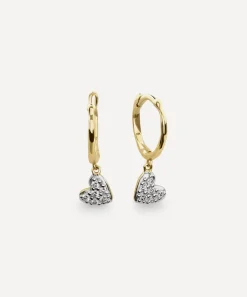 Monica Vinader Earrings^18ct Gold-Plated Vermeil Silver Mini Heart Diamond Huggie Hoop Earrings