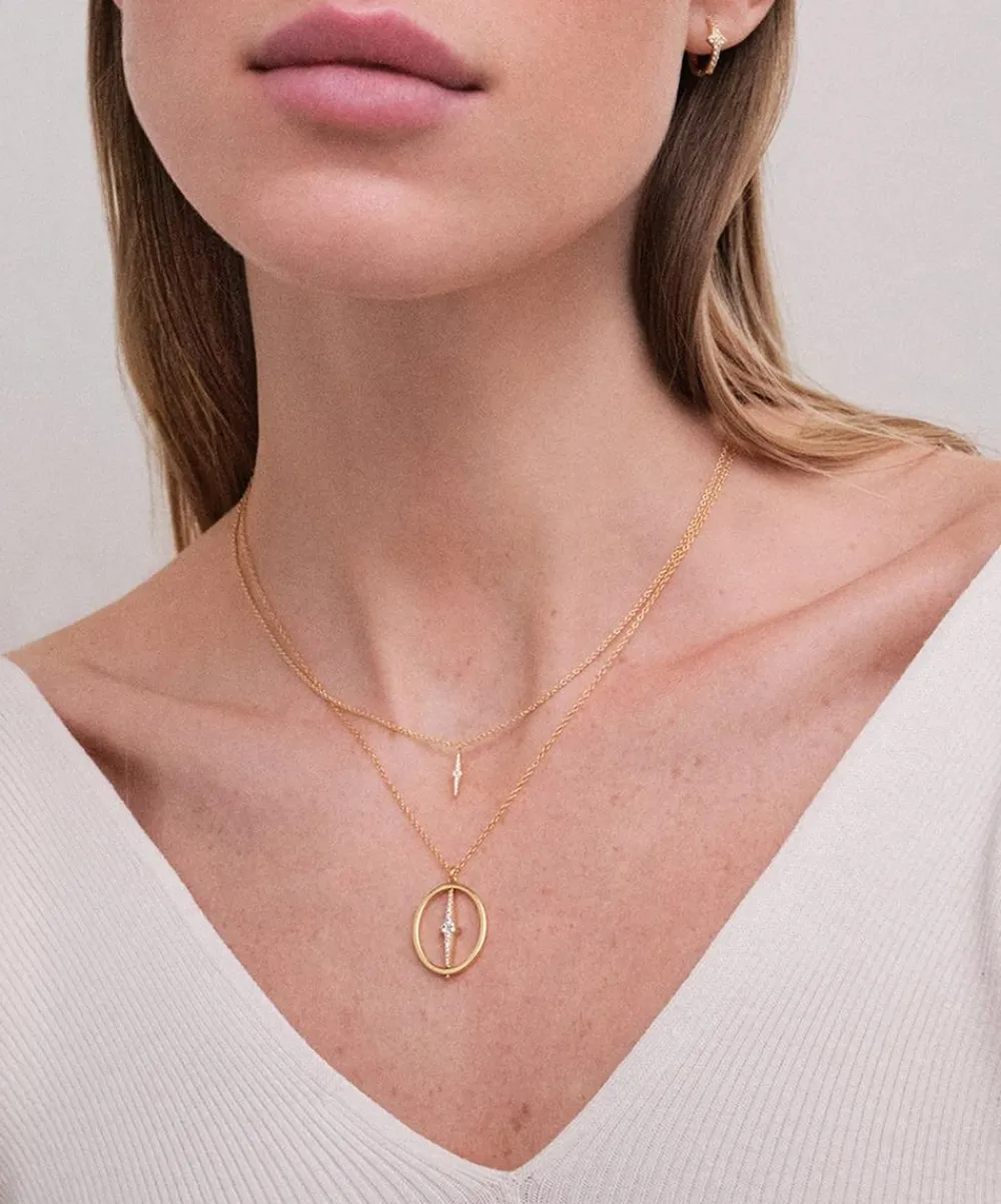Astley Clarke Necklaces^18ct Gold-Plated Vermeil Silver Luna Light Spinning Orb Pendant Necklace
