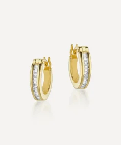Laura Vann Earrings^18ct Gold-Plated Vermeil Silver Phoebe White Topaz Hoop Earrings