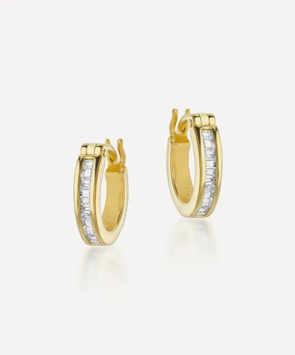 Laura Vann Earrings^18ct Gold-Plated Vermeil Silver Phoebe White Topaz Hoop Earrings