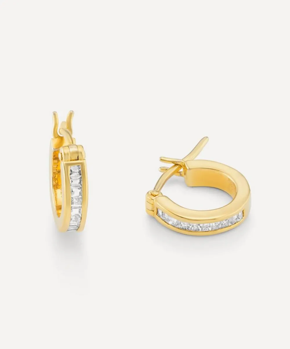 Laura Vann Earrings^18ct Gold-Plated Vermeil Silver Phoebe White Topaz Hoop Earrings