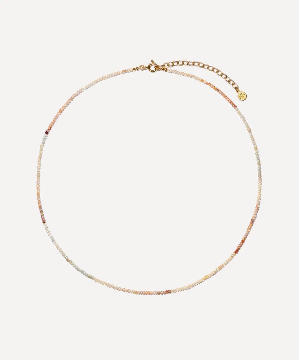 Bon Bon Jewellery Club Necklaces^14ct Gold-Plated Vermeil Silver Zircon Skinny Bead Necklace