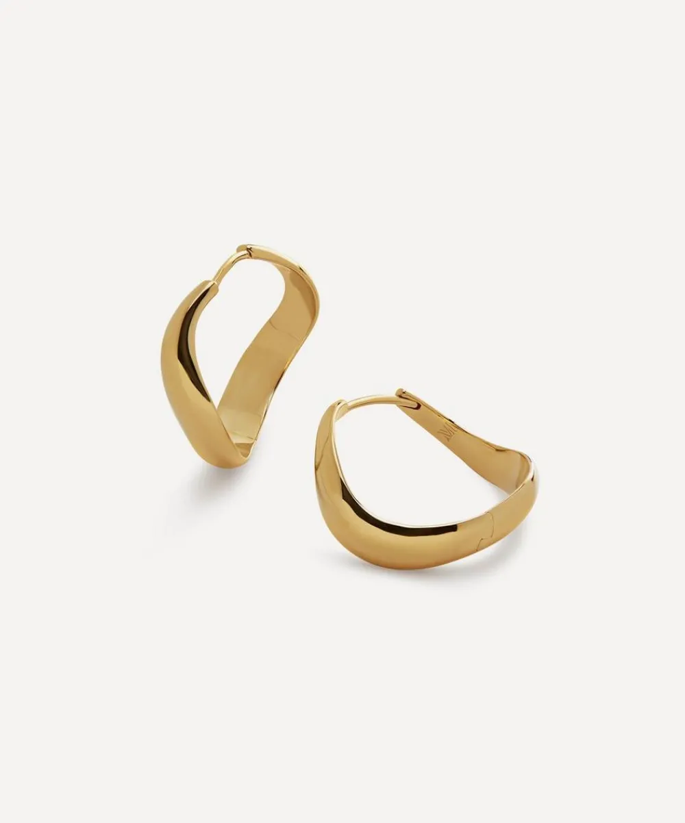 Monica Vinader Earrings^18ct Gold-Plated Vermeil Silver Swirl Medium Hoop Earrings