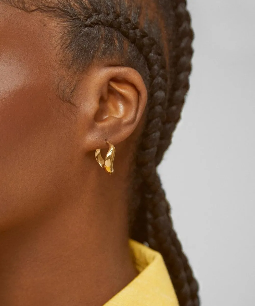 Monica Vinader Earrings^18ct Gold-Plated Vermeil Silver Swirl Medium Hoop Earrings