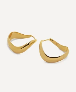 Monica Vinader Earrings^18ct Gold-Plated Vermeil Silver Swirl Medium Hoop Earrings