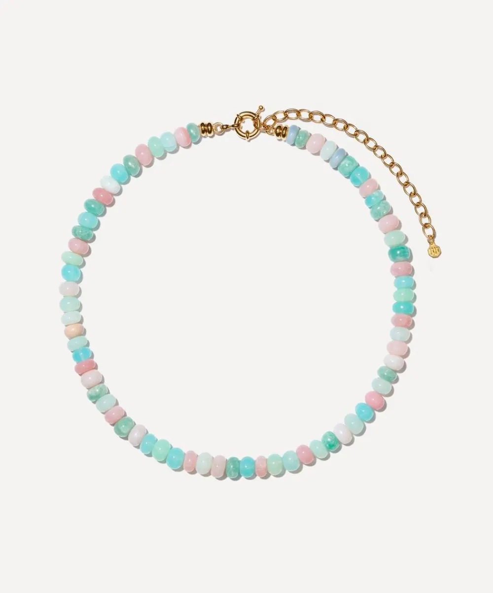 Bon Bon Jewellery Club Necklaces^14ct Gold-Plated Vermeil Silver Smooth Candy Pastel Opal Bead Necklace