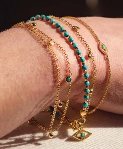 Astley Clarke Bracelets^18ct Gold-Plated Vermeil Silver Biography Adorned Turquoise Evil Eye Bracelet