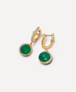 Astley Clarke Earrings^18ct Gold-Plated Vermeil Silver Luna Green Chalcedony Drop Earrings