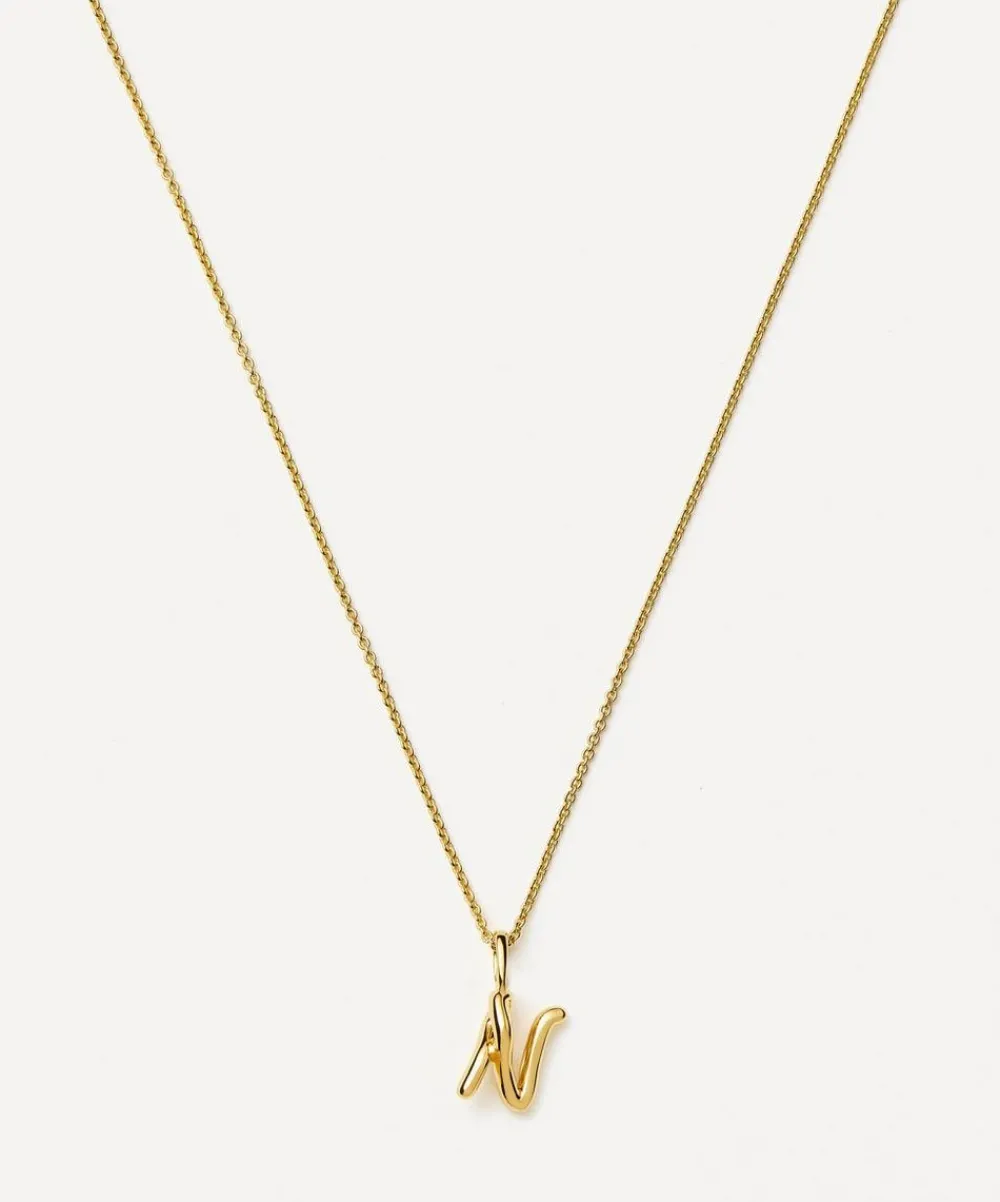Missoma Necklaces^18ct Gold-Plated Vermeil Silver Curly Molten Mini N Initial Pendant Necklace