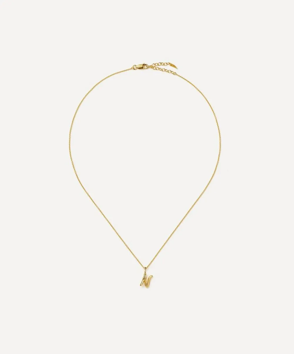 Missoma Necklaces^18ct Gold-Plated Vermeil Silver Curly Molten Mini N Initial Pendant Necklace