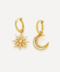 Missoma Earrings^18ct Gold-Plated Vermeil Silver Harris Reed Moonlight Pearl Hoop Earrings
