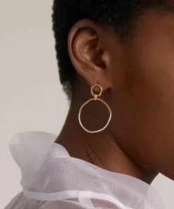 Monica Vinader Earrings^18ct Gold-Plated Vermeil Silver Riva Diamond Ripple Cocktail Hoop Earrings