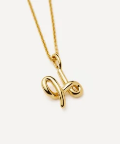 Missoma Necklaces^18ct Gold-Plated Vermeil Silver Curly Molten Mini H Initial Pendant Necklace