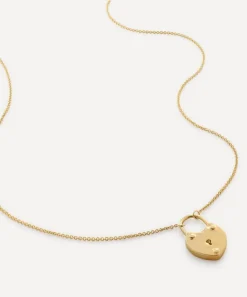 Monica Vinader Necklaces^18ct Gold-Plated Vermeil Silver Heart Padlock Pendant Necklace