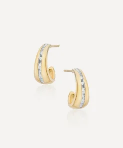 Laura Vann Earrings^18ct Gold-Plated Vermeil Silver Bea Baguette Hoop Earrings