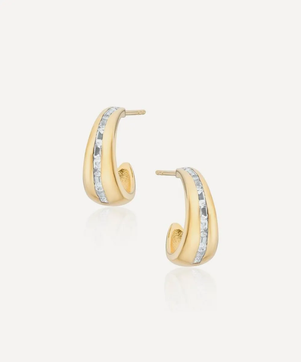 Laura Vann Earrings^18ct Gold-Plated Vermeil Silver Bea Baguette Hoop Earrings