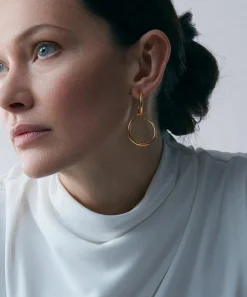 Dinny Hall Earrings^22ct Gold-Plated Vermeil Silver Large Toro Drop Hoop Earrings