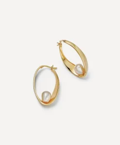 Astley Clarke Earrings^18ct Gold-Plated Vermeil Silver Floe Pearl Hoop Earrings