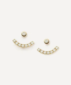 Missoma Earrings^18ct Gold-Plated Vermeil Silver Tennis Ear Jacket Stud Earrings