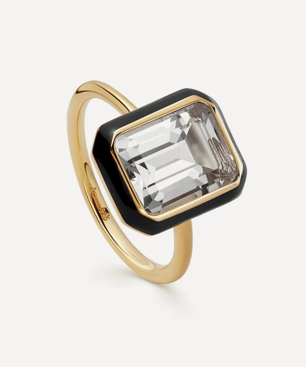 Astley Clarke Rings^18ct Gold-Plated Vermeil Silver Flare White Topaz Cocktail Ring