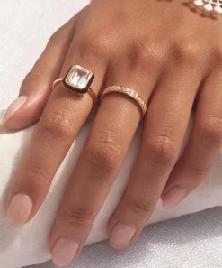 Astley Clarke Rings^18ct Gold-Plated Vermeil Silver Flare White Topaz Cocktail Ring