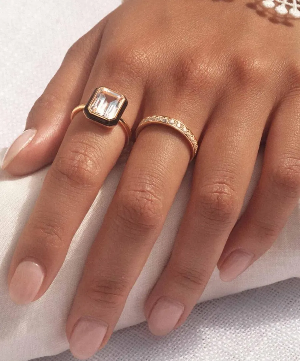 Astley Clarke Rings^18ct Gold-Plated Vermeil Silver Flare White Topaz Cocktail Ring